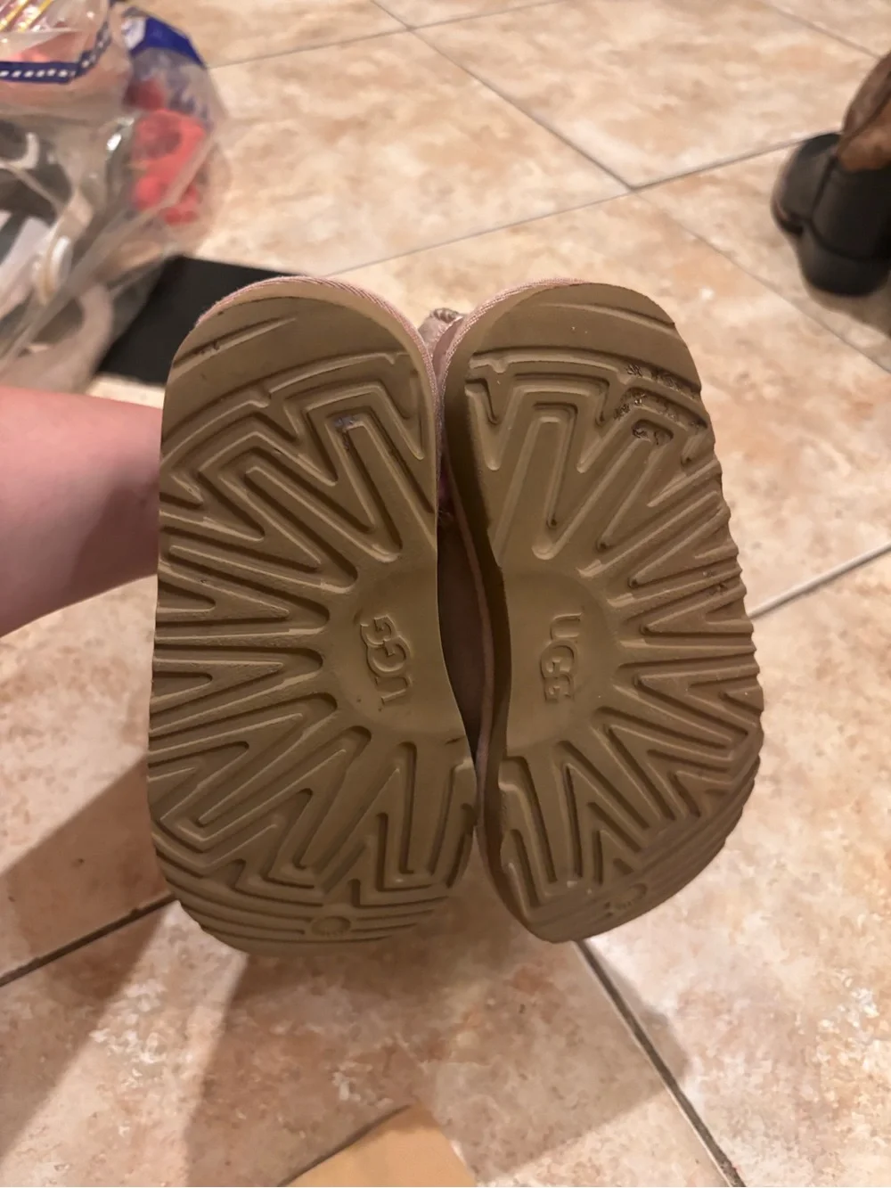 UGG Kids Blush Pink Shearling Short Boots